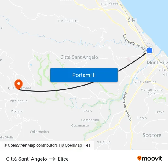 Città Sant' Angelo to Elice map