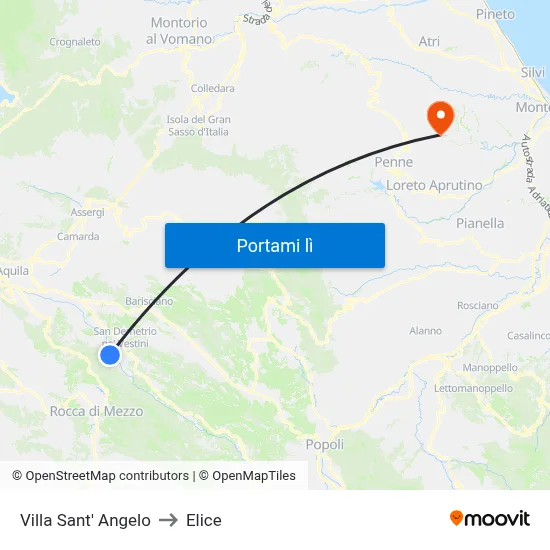 Villa Sant' Angelo to Elice map