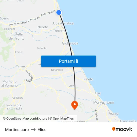 Martinsicuro to Elice map