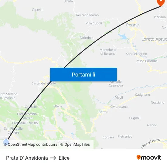 Prata D' Ansidonia to Elice map