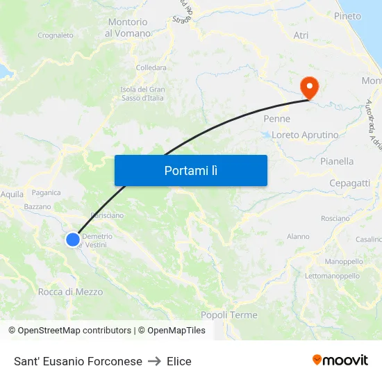 Sant' Eusanio Forconese to Elice map