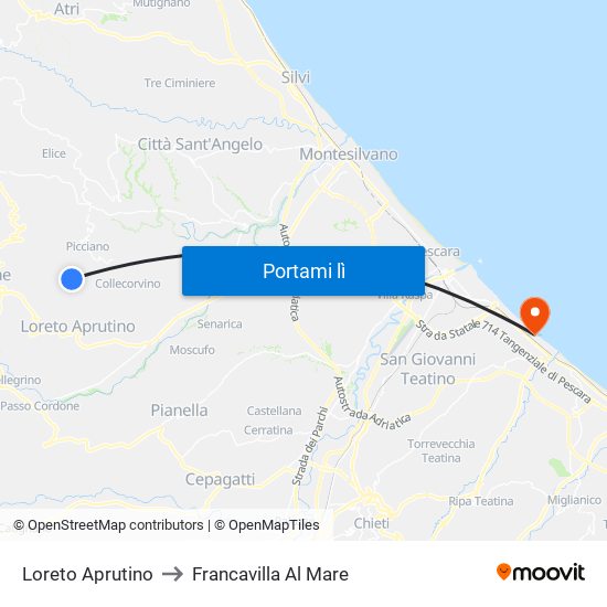 Loreto Aprutino to Francavilla Al Mare map