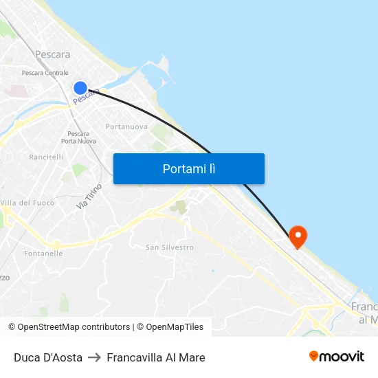 Duca D'Aosta to Francavilla Al Mare map