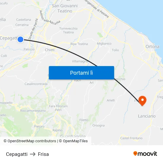 Cepagatti to Frisa map