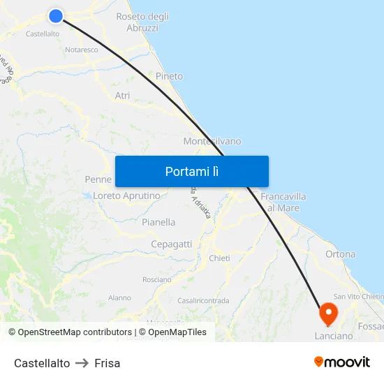 Castellalto to Frisa map