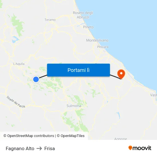 Fagnano Alto to Frisa map