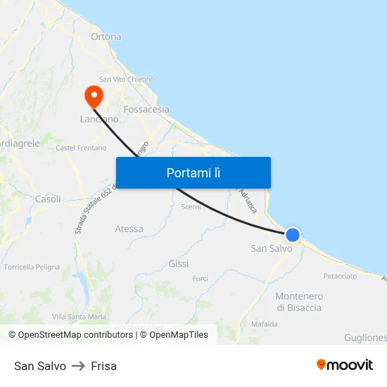 San Salvo to Frisa map