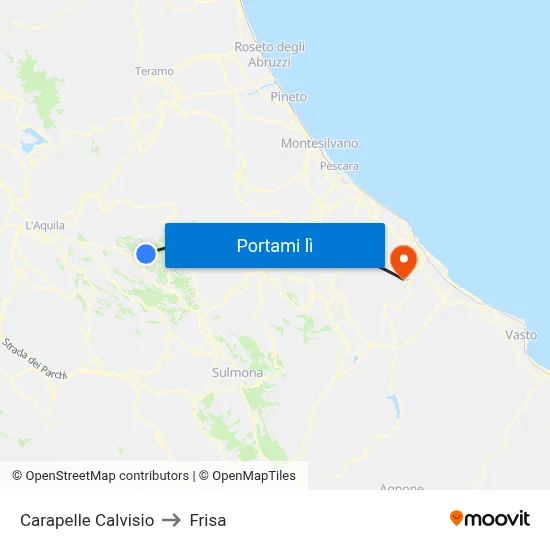 Carapelle Calvisio to Frisa map