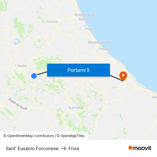 Sant' Eusanio Forconese to Frisa map