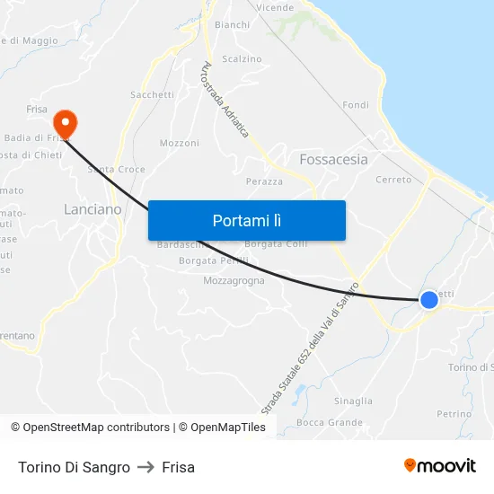 Torino Di Sangro to Frisa map
