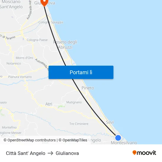 Città Sant' Angelo to Giulianova map