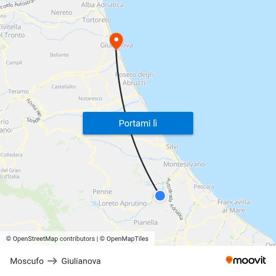 Moscufo to Giulianova map