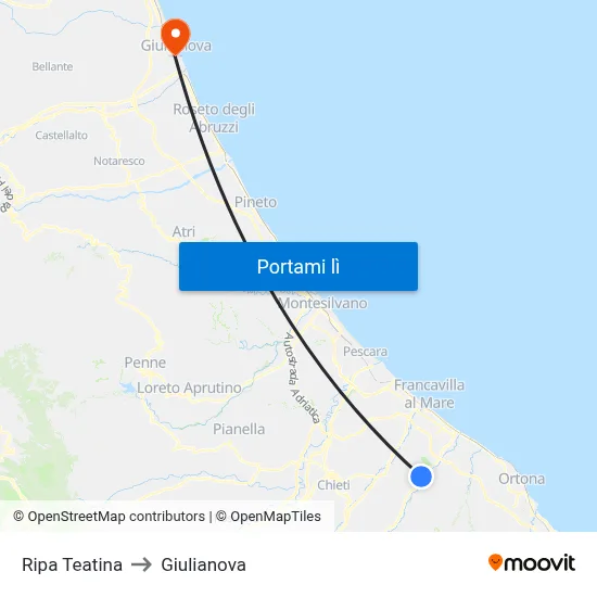 Ripa Teatina to Giulianova map