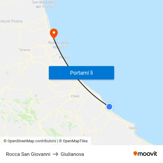 Rocca San Giovanni to Giulianova map