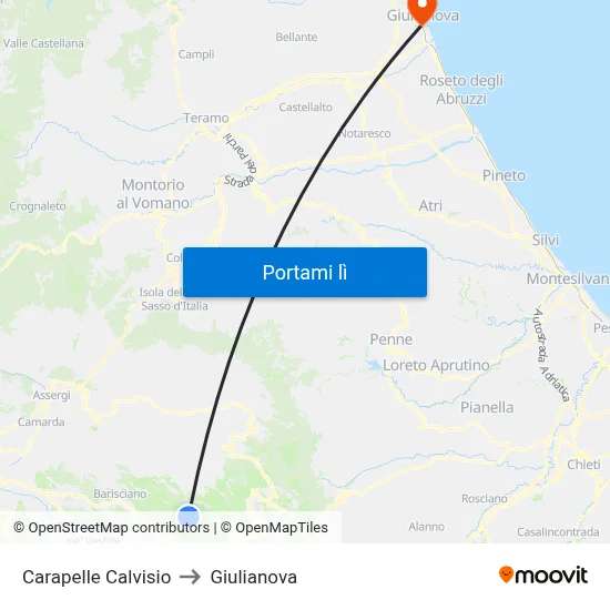 Carapelle Calvisio to Giulianova map