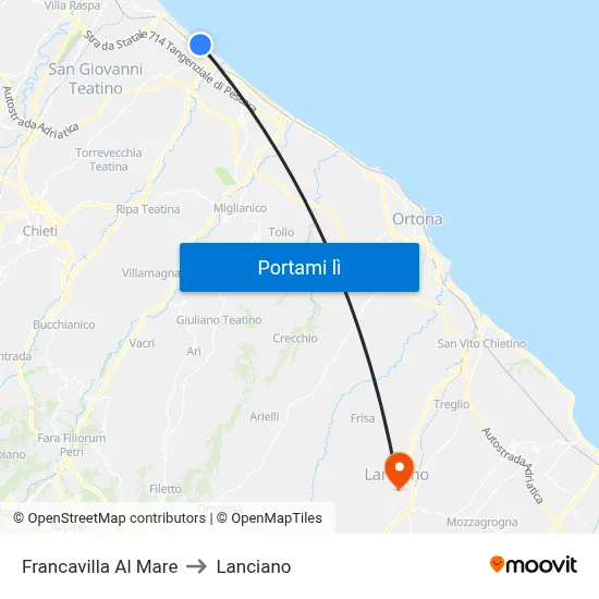 Francavilla Al Mare to Lanciano map