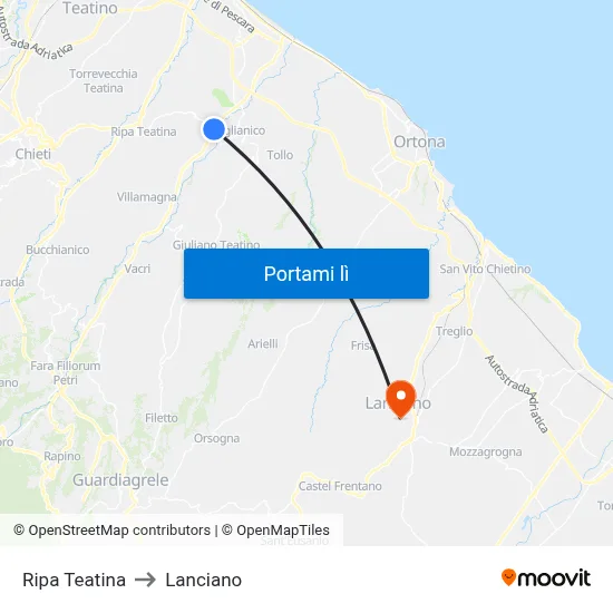 Ripa Teatina to Lanciano map