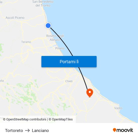 Tortoreto to Lanciano map