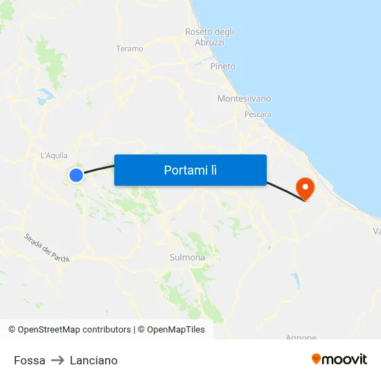 Fossa to Lanciano map
