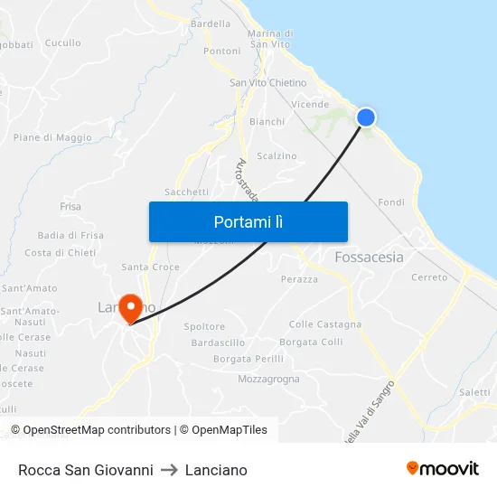 Rocca San Giovanni to Lanciano map