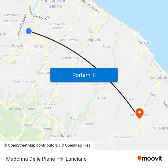Madonna Delle Piane to Lanciano map