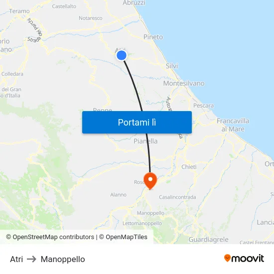 Atri to Manoppello map