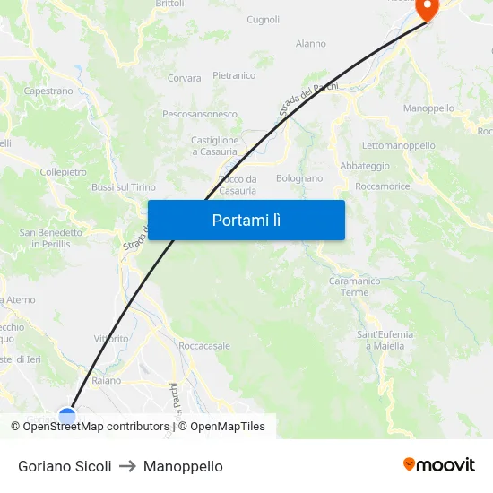 Goriano Sicoli to Manoppello map