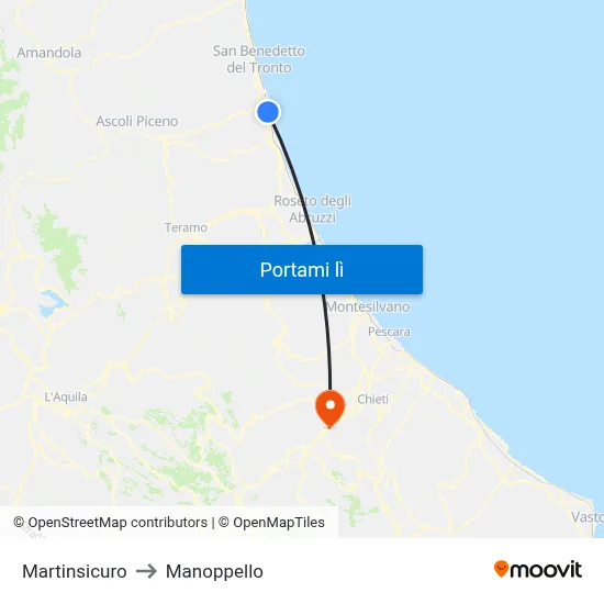 Martinsicuro to Manoppello map