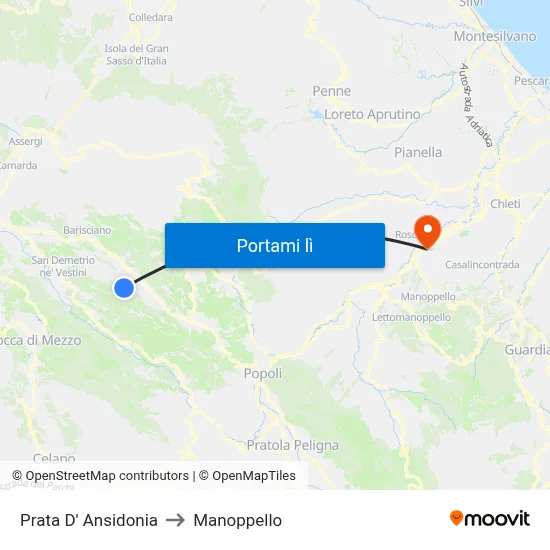 Prata D' Ansidonia to Manoppello map