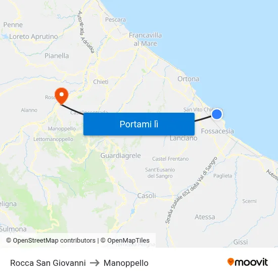 Rocca San Giovanni to Manoppello map