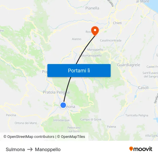 Sulmona to Manoppello map