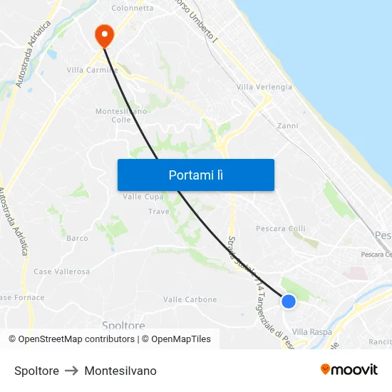 Spoltore to Montesilvano map
