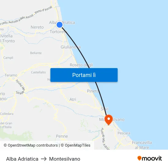 Alba Adriatica to Montesilvano map