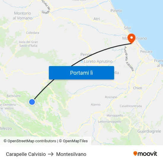 Carapelle Calvisio to Montesilvano map