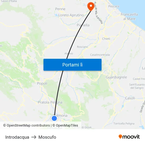 Introdacqua to Moscufo map