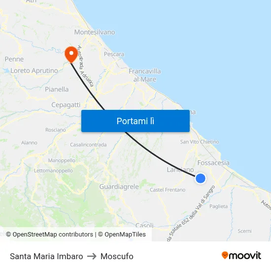 Santa Maria Imbaro to Moscufo map