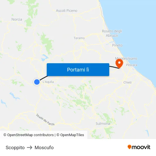 Scoppito to Moscufo map