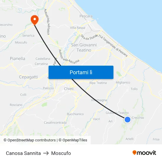 Canosa Sannita to Moscufo map