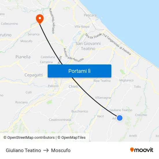 Giuliano Teatino to Moscufo map