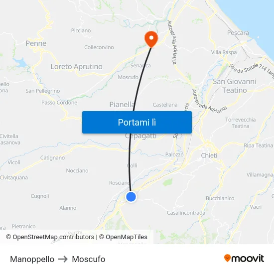 Manoppello to Moscufo map