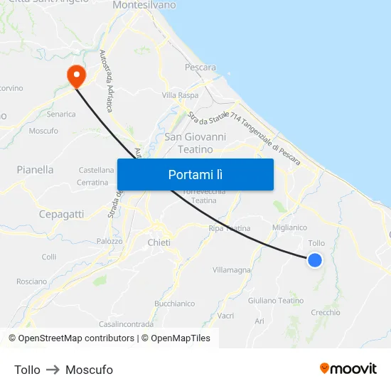Tollo to Moscufo map