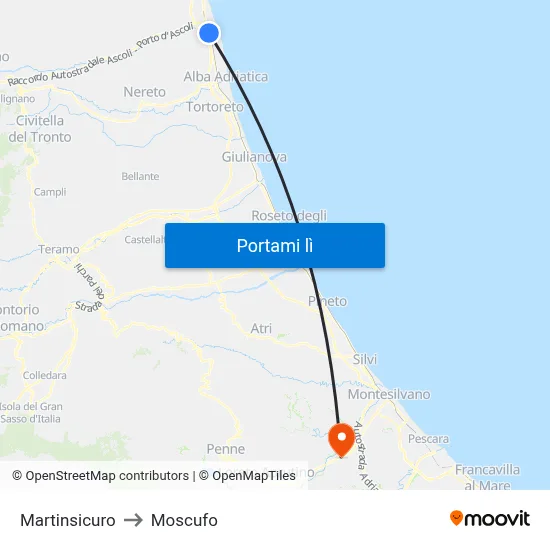 Martinsicuro to Moscufo map