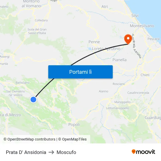 Prata D' Ansidonia to Moscufo map