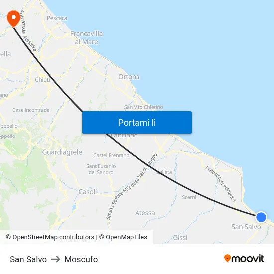 San Salvo to Moscufo map