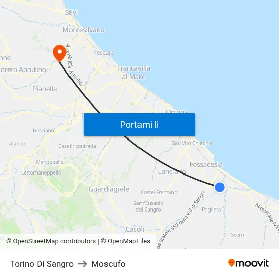 Torino Di Sangro to Moscufo map