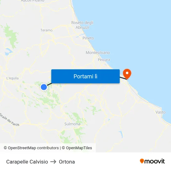 Carapelle Calvisio to Ortona map