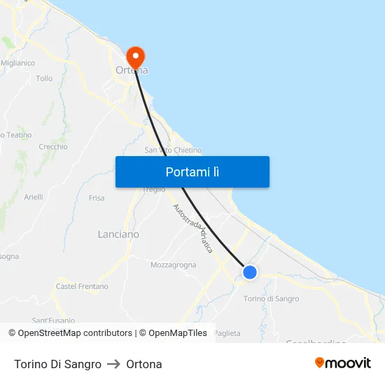 Torino Di Sangro to Ortona map