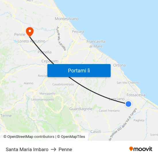Santa Maria Imbaro to Penne map
