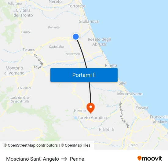 Mosciano Sant' Angelo to Penne map