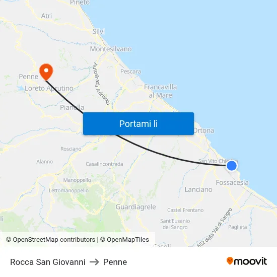 Rocca San Giovanni to Penne map